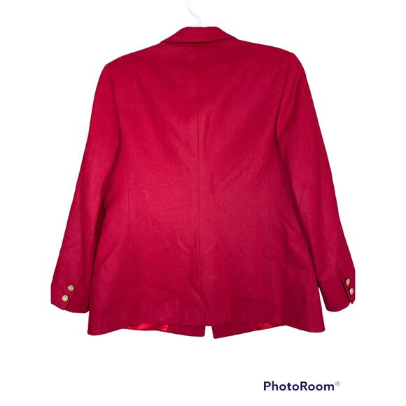 Vintage Red Burberry Long Sleeve Gold Button Detail Double Breasted Blazer - Picture 2 of 12